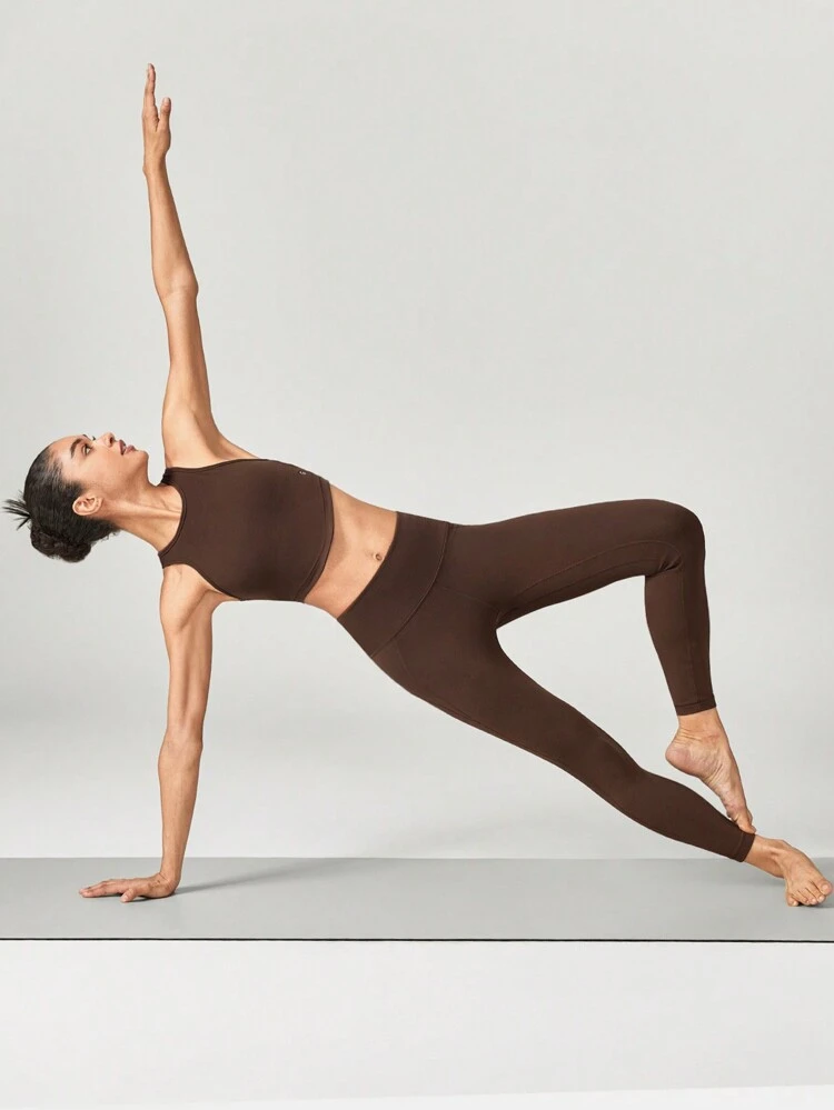 24" FeatherFit™ Cropped Running Leggings Booty Sculpt Tummy Control Fitness Tights With Hidden Front Pocket Gym
