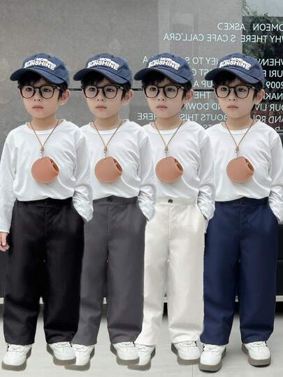 SHEIN Quần ống đứng đơn giản màu trơn túi xéo cho bé trai