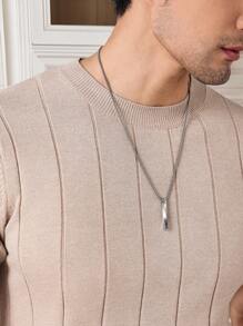 Manfinity Homme Plus Size Men's Solid Color Round Neck Casual Versatile Short Sleeve Knit Top Men Sweater Top Men Ribbed Sweater Textured Shirt Men Men Crewneck Knit Men Knit Tops - Apricot - View 5