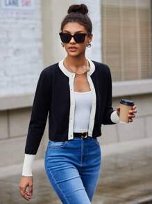 BizChic 女士拼色前扣长袖休闲衬衫 - 彩色 - 查看 5