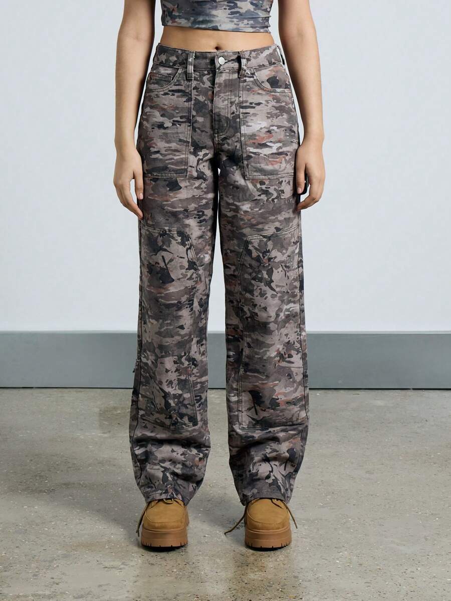 AiiRZ Camouflage Print Baggy Fit Cargo Pants - Multicolor - View 1