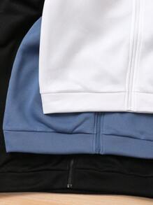 SHEIN Leap Crew 3pcs Tween Boy Sweatshirt Set, Casual All-Match Style For Autumn/Winter - Dusty Blue - View 3