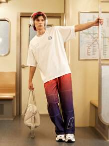Gym Rark Boyfriend Style Men's Ombre Color Drawstring Waist Pockets Wide Leg Loose Casual Sports Pants - Multicolor - View 6