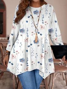 EMERY ROSE 休闲简约全身图案印花宽松长袖 T 恤，加大码，春秋季