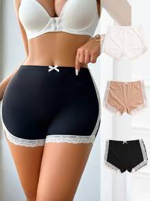 3pcs/Pack Romantic Lace Trim Comfortable Briefs - Multicolor - View 1
