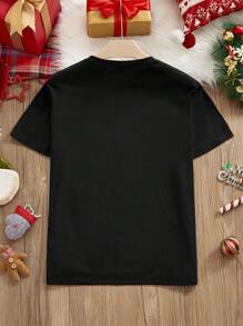 Manfinity Homme Men Summer Casual Daily Cotton Santa Claus & Letter Print Short Sleeve Funny Graphic T-Shirt - Black - View 2
