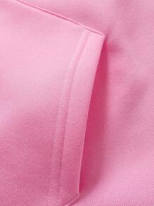 Manfinity EMRG Men's Front Zip Up Long Sleeve Letter Print Pocket Casual Hoodie, Pink