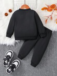 Baby Boy "Little Man" Graphic Crew Neck Sweatshirt Set