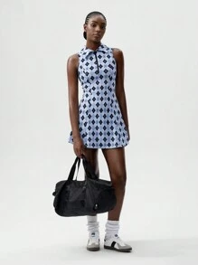 VARSITIE Polo Collar Zipper A Hem Sleeveless Women Active Dresses - Multicolor - View 5