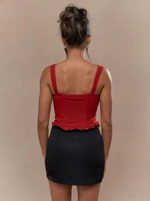 MISSGUIDED Frill Detail Bust And Hem Sweetheart Neckline Corset Tank Top