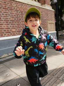 SHEIN 1pc Young Boys Warm Thickened Thermal Lined Animal Print Hooded Coat, Suitable For Daily Wear, School, Gathering, Outdoor Activities In Autumn/Winter - Multicolor - View 7