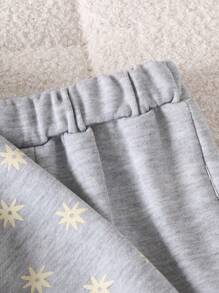 SHEIN 1set Baby Girls Apricot Color Long Sleeve & Long Pants Versatile Outfit, Autumn - Grey - View 4