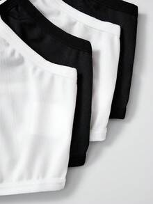 SHEIN Bộ 4 quần lót dây mảnh mềm mại thoải mái cho bé gái tuổi teen giai đoạn phát triển - Đen và trắng - Xem 4