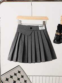 SHEIN 年轻女孩和年轻女孩休闲舒适工装 A 字长裙，适合春季、夏季和秋季，百搭单品，可搭配毛衣、T 恤和衬衫，女孩百褶裙