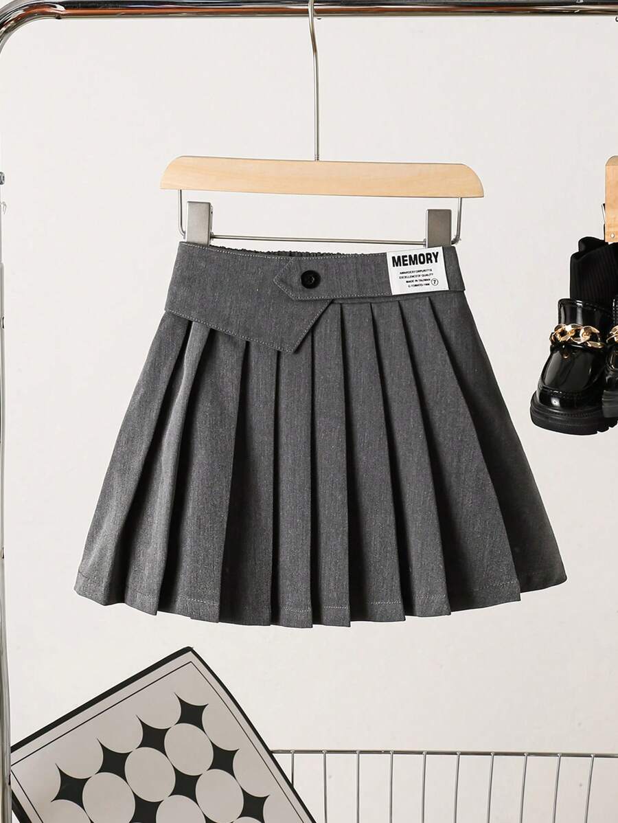 SHEIN 年轻女孩和年轻女孩休闲舒适工装 A 字长裙，适合春季、夏季和秋季，百搭单品，可搭配毛衣、T 恤和衬衫，女孩百褶裙