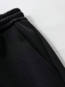 Manfinity EMRG Men's Casual Everyday Star Print Drawstring Waist Flared Sweatpants, Autumn - Black - View 4