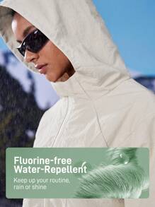 In My Nature Women's Outdoor Camping Hiking City Commute Fluorine-Free Water-Resistant Hooded Jacket - Beige - View 4