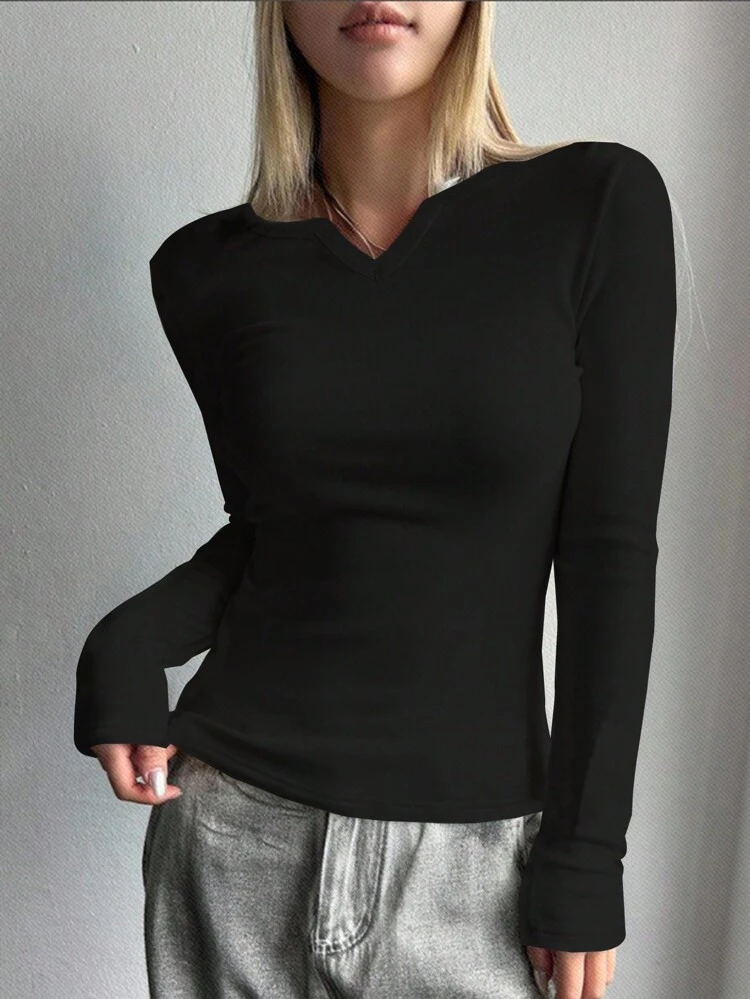 Women Round Neck Solid Color Long Sleeve Casual Fleece Thick T-Shirt, Autumn/Winter,Fall Women Clothes