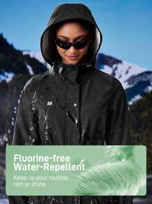 In My Nature 女士户外风衣夹克，腰部可折叠，防水透气，适合露营、远足和城市通勤 - 黑色 - 查看 2