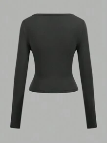 SHEIN EZwear 3 件女式圆领中长款休闲紧身基本款长袖 T 恤，适合秋冬季 - 彩色 - 查看 6