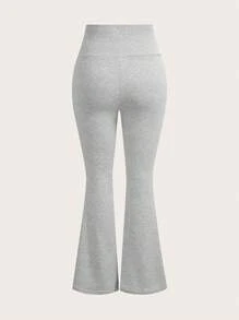 SHEIN EZwear 3pcs Women V-Waist Flare Leg Trousers Set - Multicolor - View 4