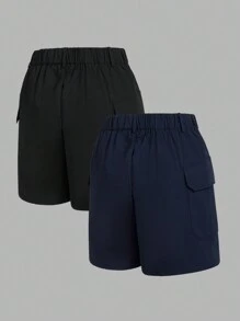 SHEIN Velisys 2 Stück Damen Lässig Einfarbig Cargo & Sport Shorts Set - Verschiedenfarbig - Übersicht 10