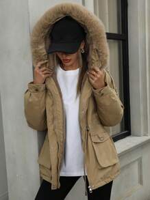 Aveloria Oversized Padded Padded Coat For Women, New Winter Clothes Thick Thermal Lined Mid-Long WorkwearPadded Insulated Polyfill Synthetic Insulation Winter Coat Winter Jacket Jacket Fall Cloth For Women