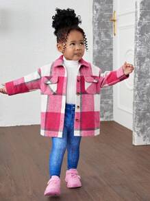 SHEIN 3pcs Baby Girl Plaid Shirt, Knit Sweater And Pants Set, Cute Outfit For Autumn/Winter - Red - View 7
