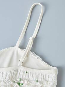 Chiquease 女士蝴蝶印花褶饰荷叶边下摆吊带背心