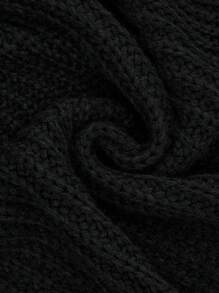 SHEIN LUNE 大码女式纯色黑色长袖休闲开衫，秋冬款