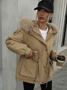 Aveloria Oversized Padded Padded Coat For Women, New Winter Clothes Thick Thermal Lined Mid-Long WorkwearPadded Insulated Polyfill Synthetic Insulation Winter Coat Winter Jacket Jacket Fall Cloth For Women