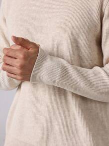 Manfinity Homme Men's Solid Color Plain Crew Neck Long Sleeve Simple Pullover Sweater, Casual Everyday Wear, For Couple, Work, For Fall Winter