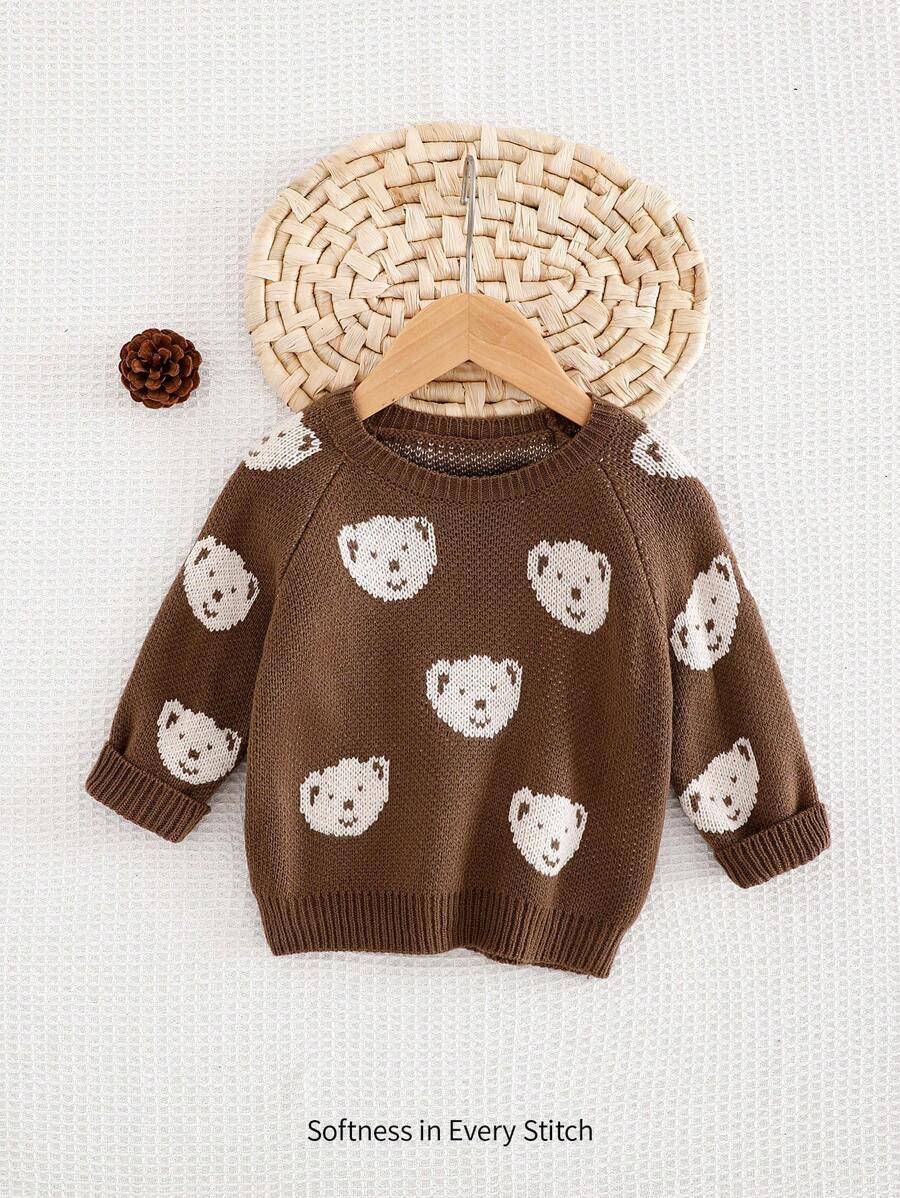 Cozy Pixies Áo len chui đầu cổ tròn dài tay họa tiết gấu dễ thương cho bé trai - Nhiều màu - Xem 1