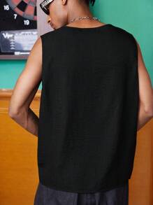 Manfinity Dauomo Chemise sans manches en lin pour hommes, débardeur casual pour hommes, débardeur de plage