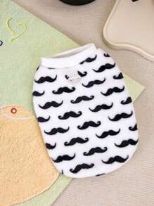 PETSIN 秋冬季白色羊毛胡须图案保暖内衬宠物保暖套头连帽衫 - 白色 - 查看 5