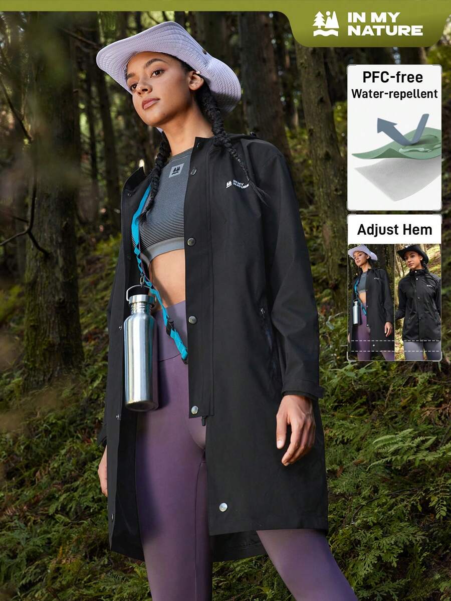 In My Nature Áo khoác hoodie dài tay in chữ thường ngày cho nữ - màu đen - Xem 1