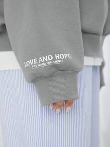 SHEIN EZwear sweat-shirt en molleton unicolore et décontracté pour femme - Gris foncé - Voir 6