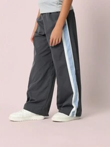 SUMWON Tween 女童婴儿 T 恤和直筒尼龙条纹长裤 2 件套 - 彩色 - 查看 4