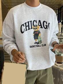 DAZY Men's Back To School Letter Print Sweatshirt,Fall Clothes - Grey - View 4