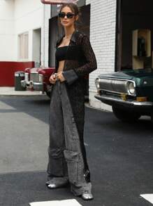 Aveloria Affinna Vestido camisa larga con cinturón de encaje de estilo informal, sexy y elegante. Ropa de otoño de moda para mujeres