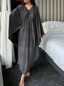 DAZY 1 pièce Robe de chambre ample en tissu brillant élégante pour femme, pyjama d'automne