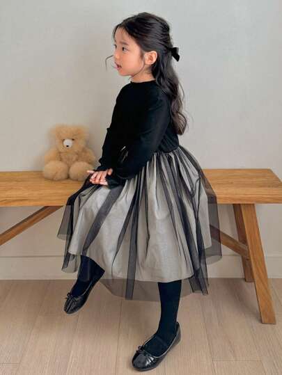 Dazy Kids Young Girls Small Round Neck Knitted Dress, Fall