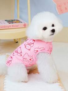 PETSIN Lindo abrigo térmico acolchado con estampado de oso rosa para mascotas, incluye correa, adecuado para otoño/invierno - Rosa - Ver 4