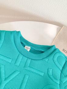 SHEIN Young Boy Letter Impressed Short Sleeve Shirt And Shorts Outfit Set, School, Campus, College