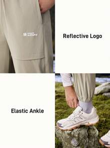 In My Nature Women's Letter Print Drawstring Waist Pocket Sports Hiking Pants - Khaki - View 6