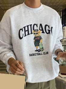 DAZY Men's Back To School Letter Print Sweatshirt,Fall Clothes - Grey - View 1