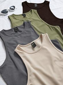 SHEIN Unity 休闲百搭纯色基本款圆领修身背心 - 彩色 - 查看 5