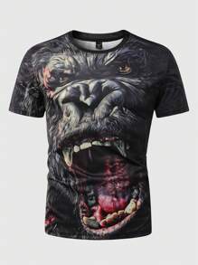 Manfinity LEGND Plus Size Men Summer Casual Animal Print Short Sleeve T-Shirt, Daily Wear - Multicolor - View 1