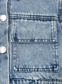 SHEIN Explorewe Girls' Fashion Casual Comfortable Street Multi Pocket Denim Jumpsuit, Music Festival Outfit - Medium Wash - View 5