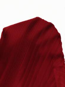 SHEIN EZwear 女士纯色打结罗纹开衩下摆紧身裤 - 紅色 - 查看 7
